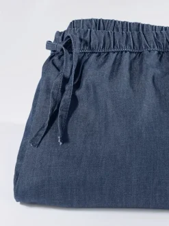 Jean pur coton coupe ample avec ceinture élastique et 2 poches