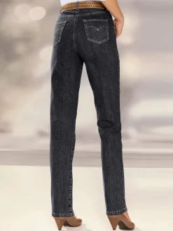 Jean slim à coupe élancée et broderie sur poches arrières
