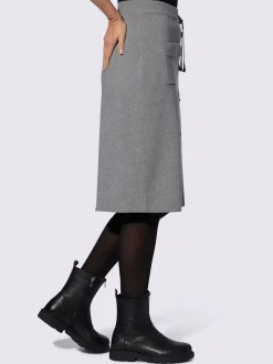 Jupe en tricot ceinture élastique, coulisse et lien à nouer