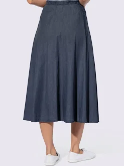 Jupe à panneaux en jean avec ceinture élastique