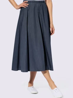 Jupe à panneaux en jean avec ceinture élastique