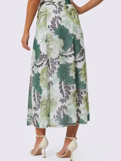Jupe à panneaux tissée à imprimé floral avec taille élastique