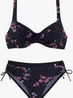 Maillot de bain à armatures motif tendance avec fleurs et pois