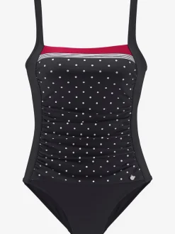 Maillot de bain élégant mélange de rayures et pois