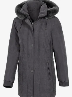 Manteau matelassé capuche amovible imitation fourrure