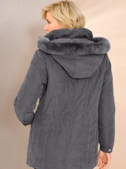 Manteau matelassé capuche amovible imitation fourrure