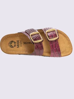 Mules cuir vachette gaufré