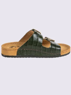 Mules cuir vachette gaufré