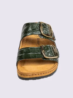 Mules cuir vachette gaufré