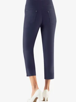 Pantacourt femme bengaline extensible avec ceinture élastique et longueur mollet