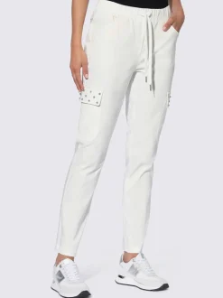 Pantalon cargo avec ceinture élastique et lien à nouer poches cargo