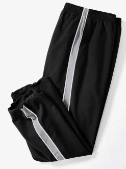 Pantalon à ceinture élastique rayures contrastées affinantes