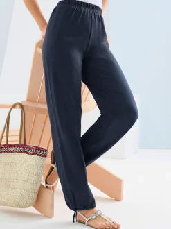 Pantalon en coton doux avec ceinture elastique et ruban reglable