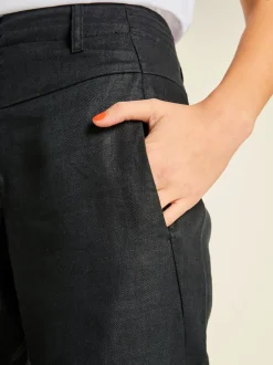 Pantalon en lin style soigné, poches fendues