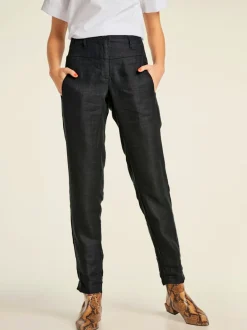 Pantalon en lin style soigné, poches fendues