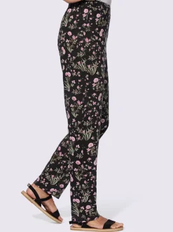 Pantalon en qualité tissée fluide et fleurettes