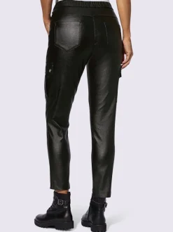 Pantalon en synthétique longueur chevilles avec ceinture élastique et cordon
