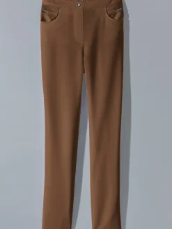 Pantalon extensible et sobre avec poches zippées et ceinture élastique