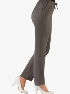 Pantalon imitation lin décontracté avec ceinture élastique