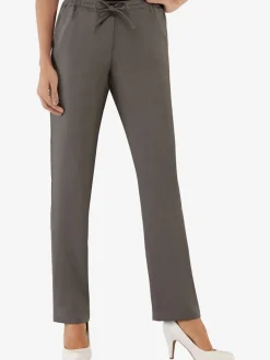 Pantalon imitation lin décontracté avec ceinture élastique
