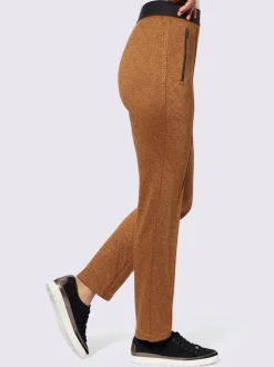 Pantalon jacquard à ceinture élastique et poches zippées