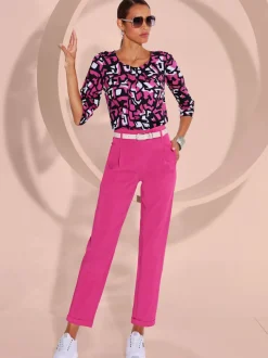 Pantalon lyocell à taille haute et coupe droite
