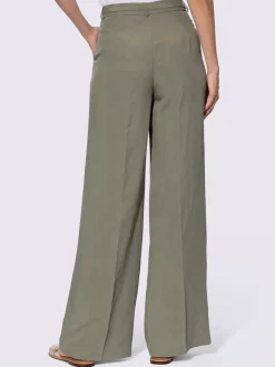 Pantalon Marlène en lin ample avec ceinture et poches
