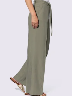 Pantalon Marlène en lin ample avec ceinture et poches