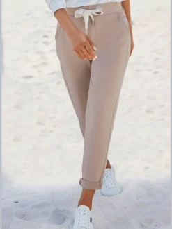 Pantalon molletonné à ceinture élastique avec cordon et poches latérales