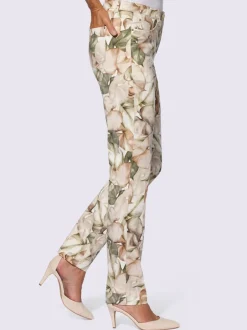 Pantalon à motif feuilles et coupe classique