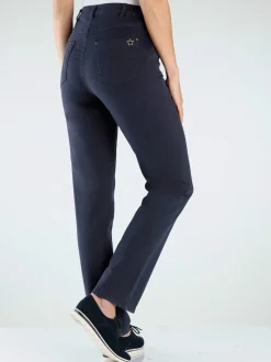 Pantalon 5 poches extensible avec passants et détail étoile