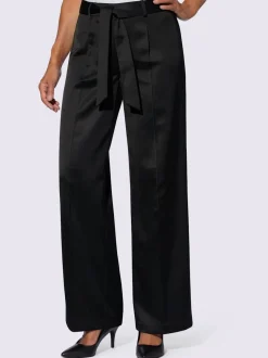 Pantalon satiné à coupe large avec ceinture nouée