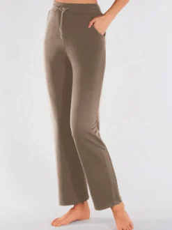 Pantalon évasé en jersey style jogging ceinture élastique à nouer