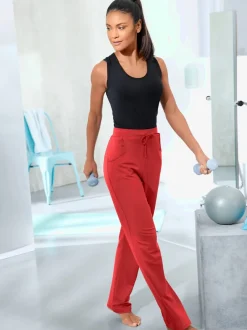 Pantalon évasé en jersey style jogging ceinture élastique à nouer