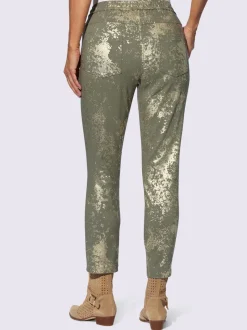 Pantalon viscose longueur cheville avec imprimé brillant irrégulier