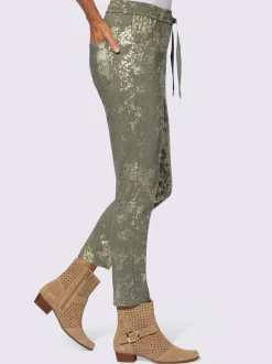 Pantalon viscose longueur cheville avec imprimé brillant irrégulier