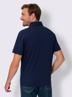 Polo à manches courtes empiècements en carreaux tissés