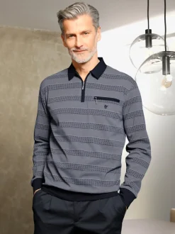 Polo à manches longues superbe motif jacquard