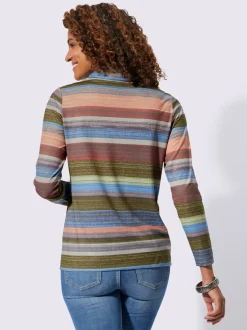 Pull col roulé large avec cordon rayé décontracté