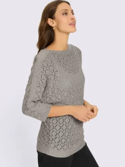 Pull ajouré encolure en u féminine