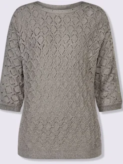 Pull ajouré encolure en u féminine