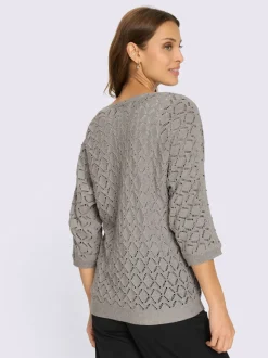 Pull ajouré encolure en u féminine