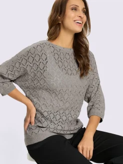 Pull ajouré encolure en u féminine