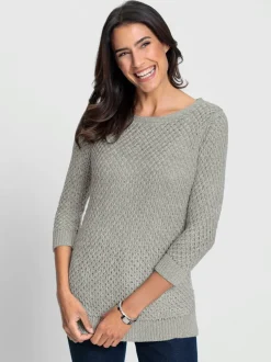 Pull ajouré en fil chiné doux à encolure ronde