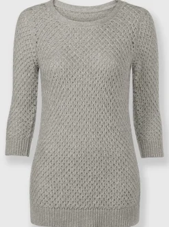 Pull ajouré en fil chiné doux à encolure ronde
