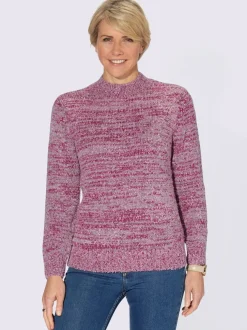 Pull à col montant et manches longues en tricot chiné bouclé