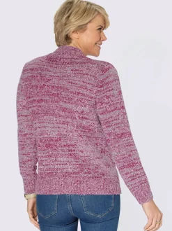 Pull à col montant et manches longues en tricot chiné bouclé