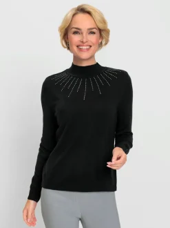 Pull à col montant petites pierres brillantes fantaisie