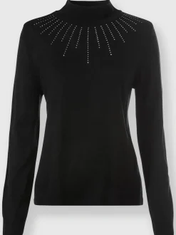 Pull à col montant petites pierres brillantes fantaisie