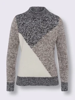 Pull à col montant tricot chiné
